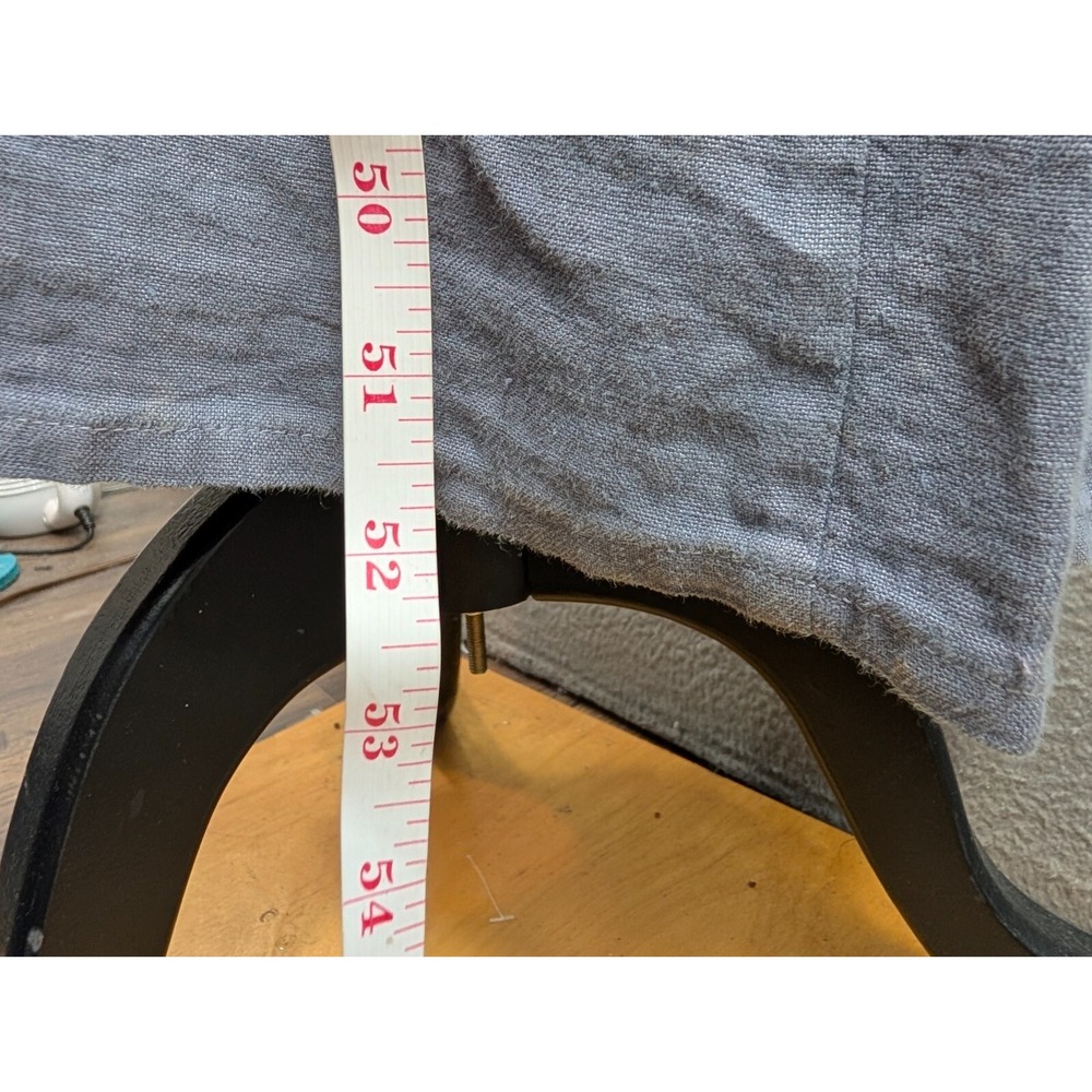 Womens Linen Button Front Maxi Shirt Dress Embroidered Logo Size S Blue Chambray - Picture 11 of 13